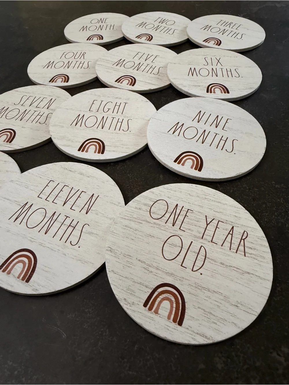 Rae Dun Wooden Milestone Discs - Neutral Rainbow (Set of 12)